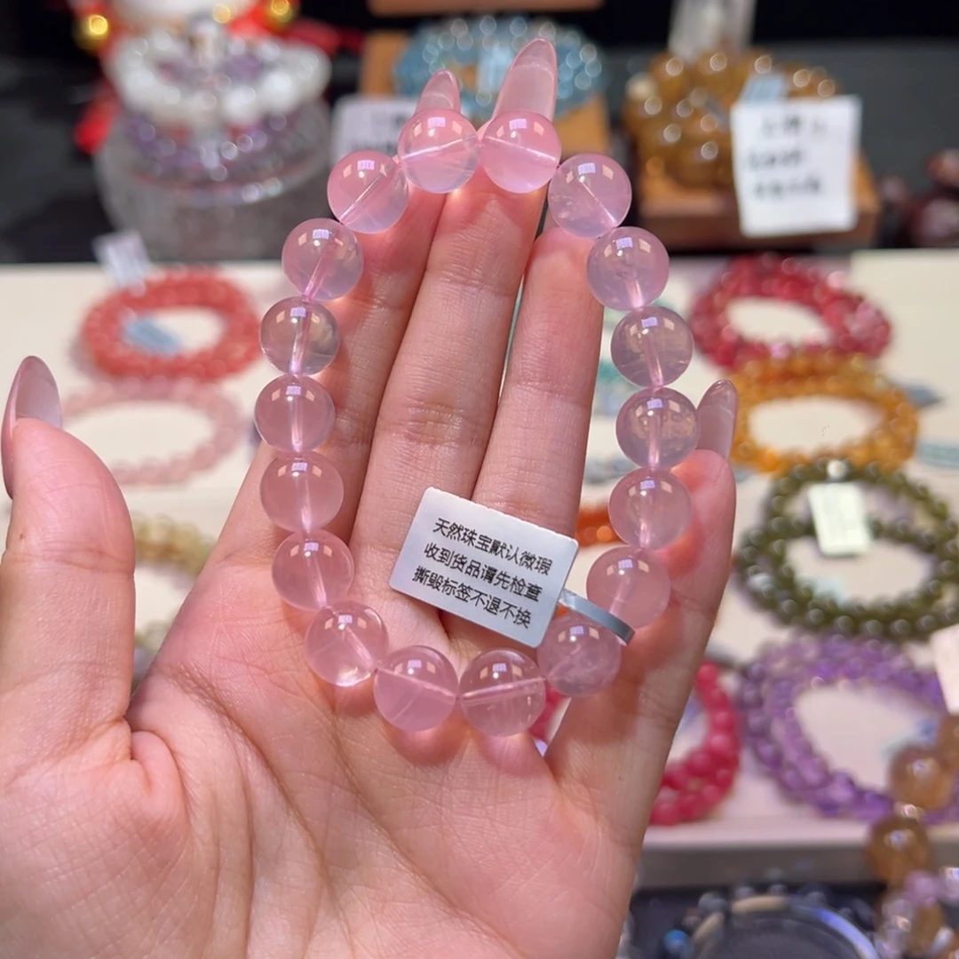 水晶手串未镶嵌11m毕业级老矿樱花雨
