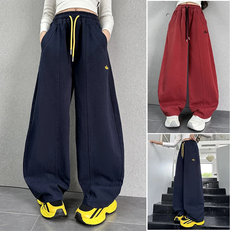 童装女童秋装裤子2025新款中大童网红儿童春秋款休闲棉布弯刀裤潮