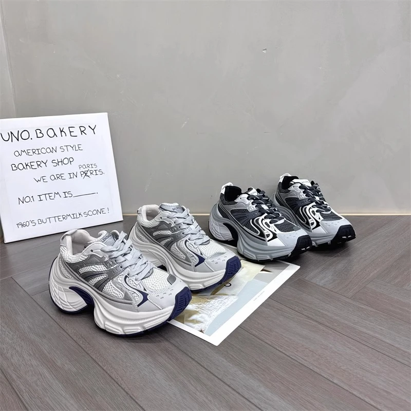 炸街小个子增高厚底2025夏季新款透气老爹鞋网面透气休闲运动鞋女