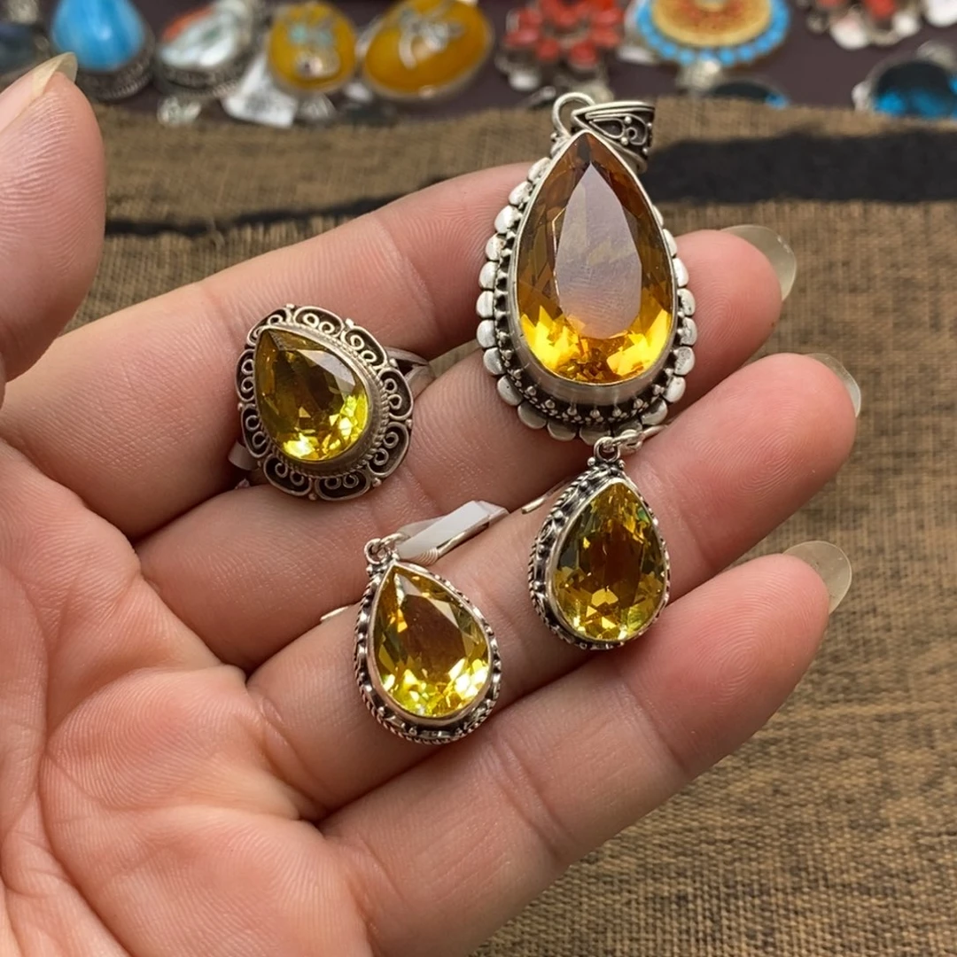 仿水晶吊坠925银闺***屋晓鱼尼泊尔手工制作