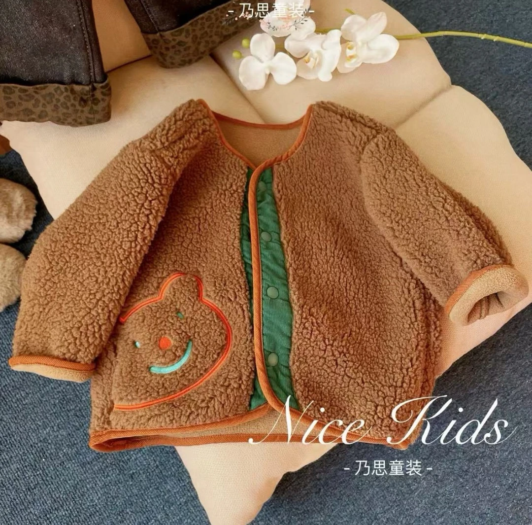 清仓女童一体绒外套加绒早春秋冬款