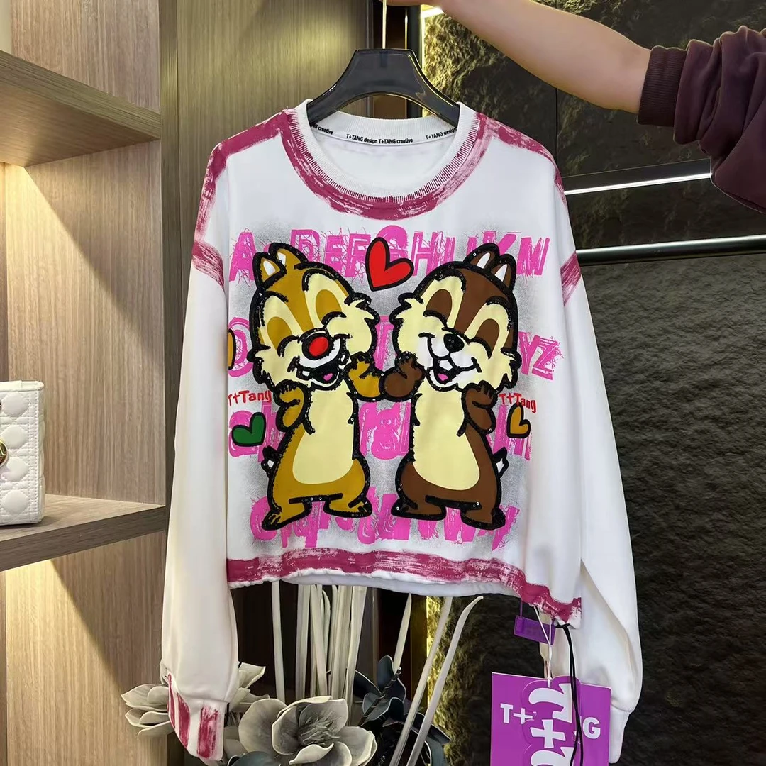 （果果专属）2025春季卡通时尚圆领潮流小众新款卫衣A203