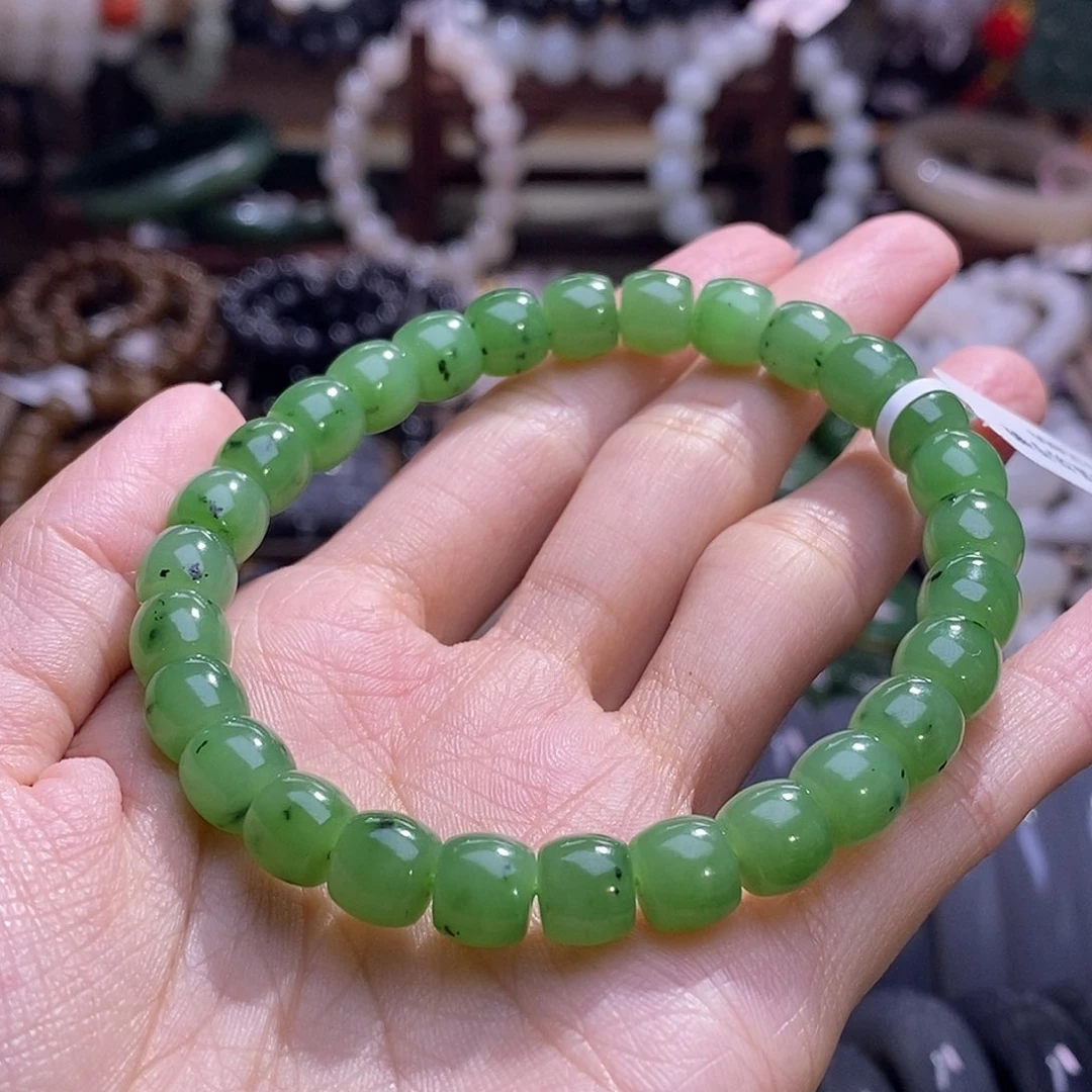 颈饰未镶嵌和田玉碧玉乌兰海直切手串8MM