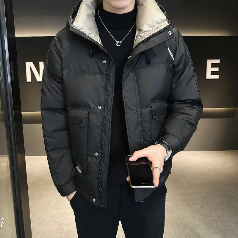 真维斯冬季休闲连帽棉衣服男士韩版时尚百搭潮流拼接加厚保暖外套