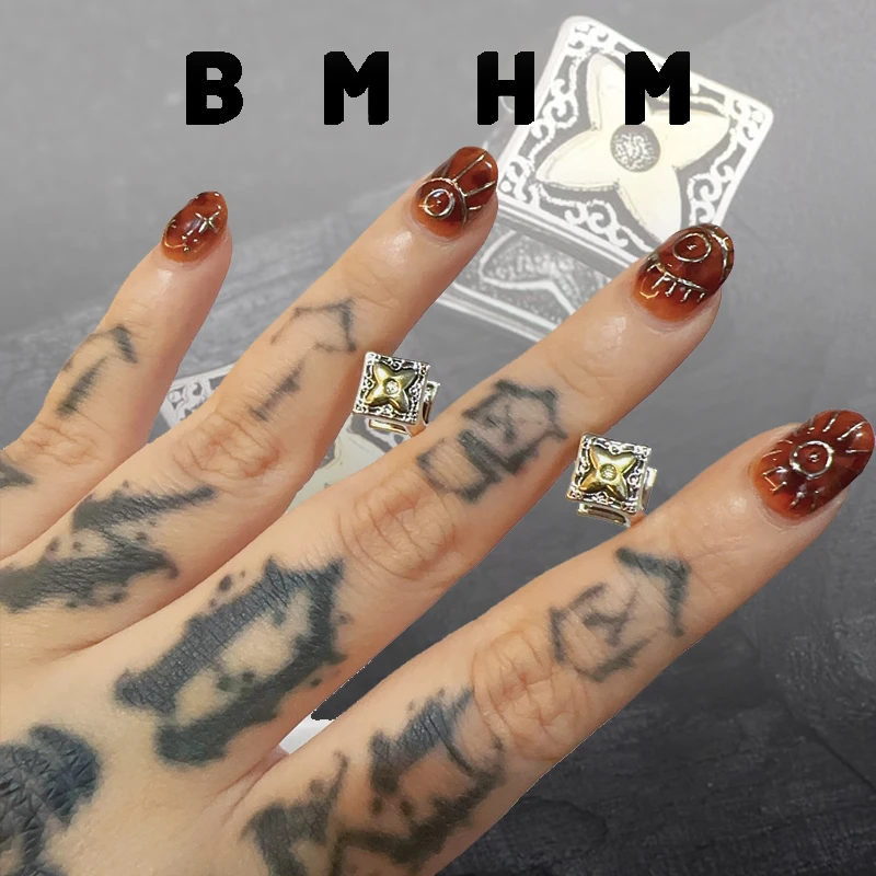 BMHM 铜合金耳饰 两色轻奢耳饰唐草花朵耳扣耳环女小众设计时尚