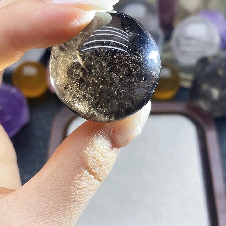 珠宝半成品水晶未镶嵌53茶晶球3.3cm