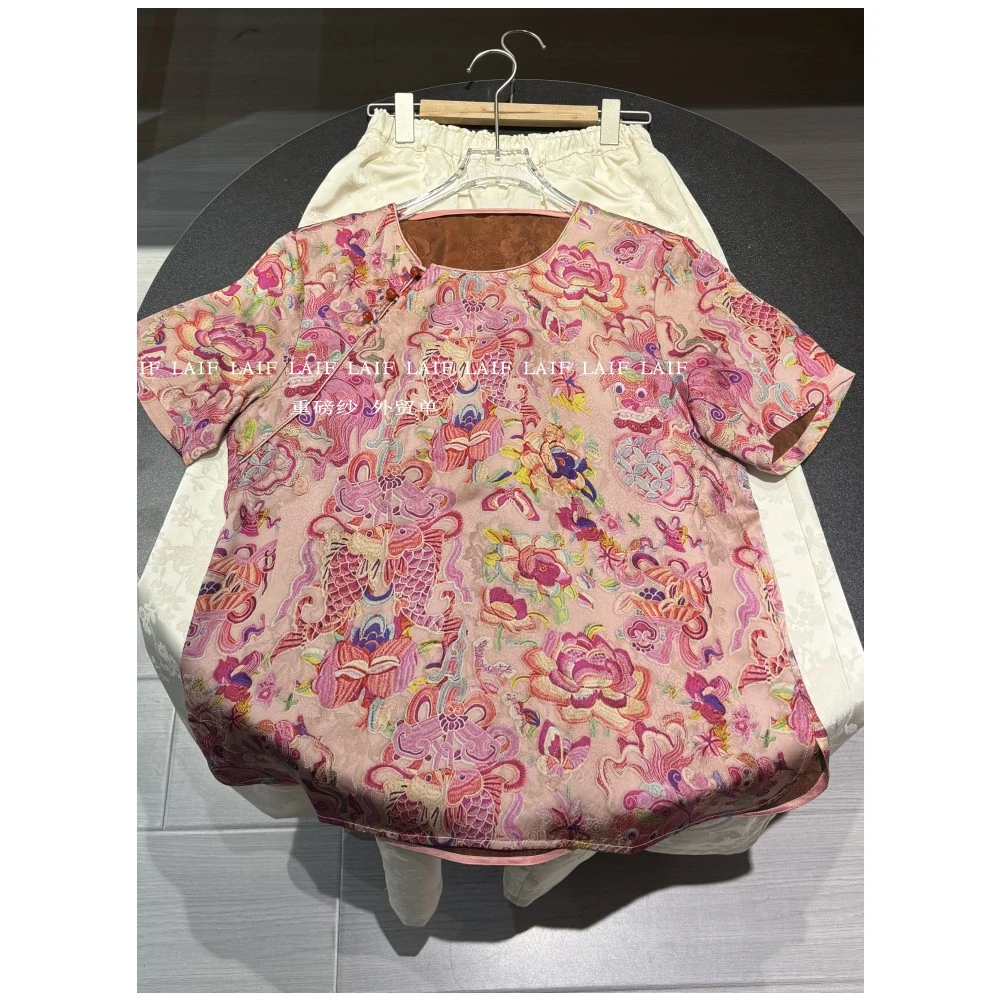 必带款！ 爆款花色 外贸单 22姆米重磅纱 新中式女装斜襟上衣