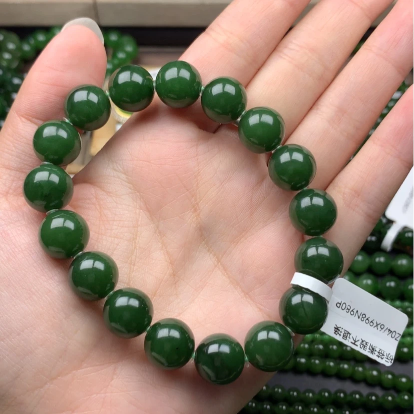 【闪购商品】未镶嵌手串和田玉（碧玉）12m菠菜绿捡漏