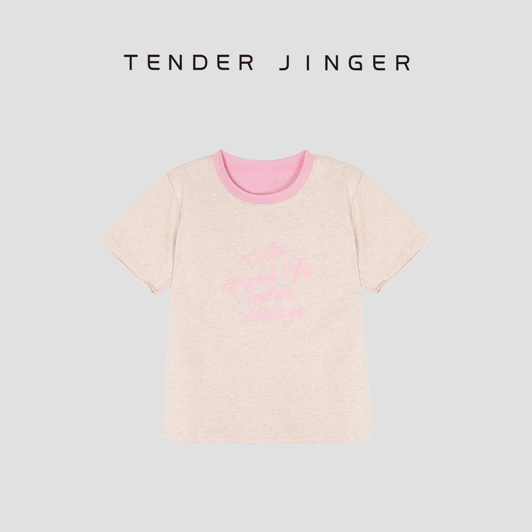 Tender Jinger圆领美式字母宽松休闲短袖T52XXQ30897