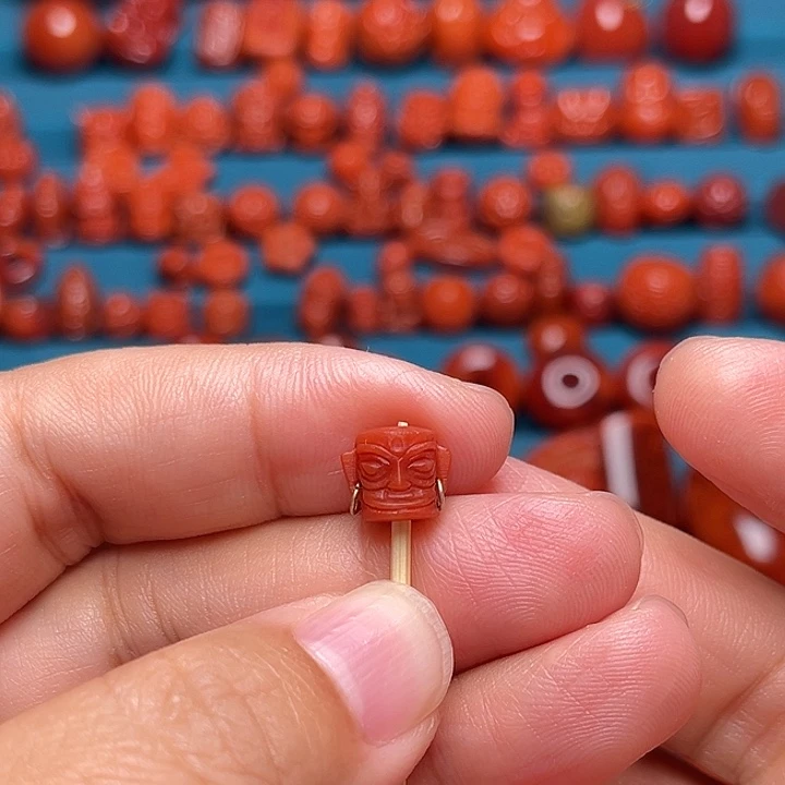 南红玛瑙未镶嵌配饰三星堆7.6mm