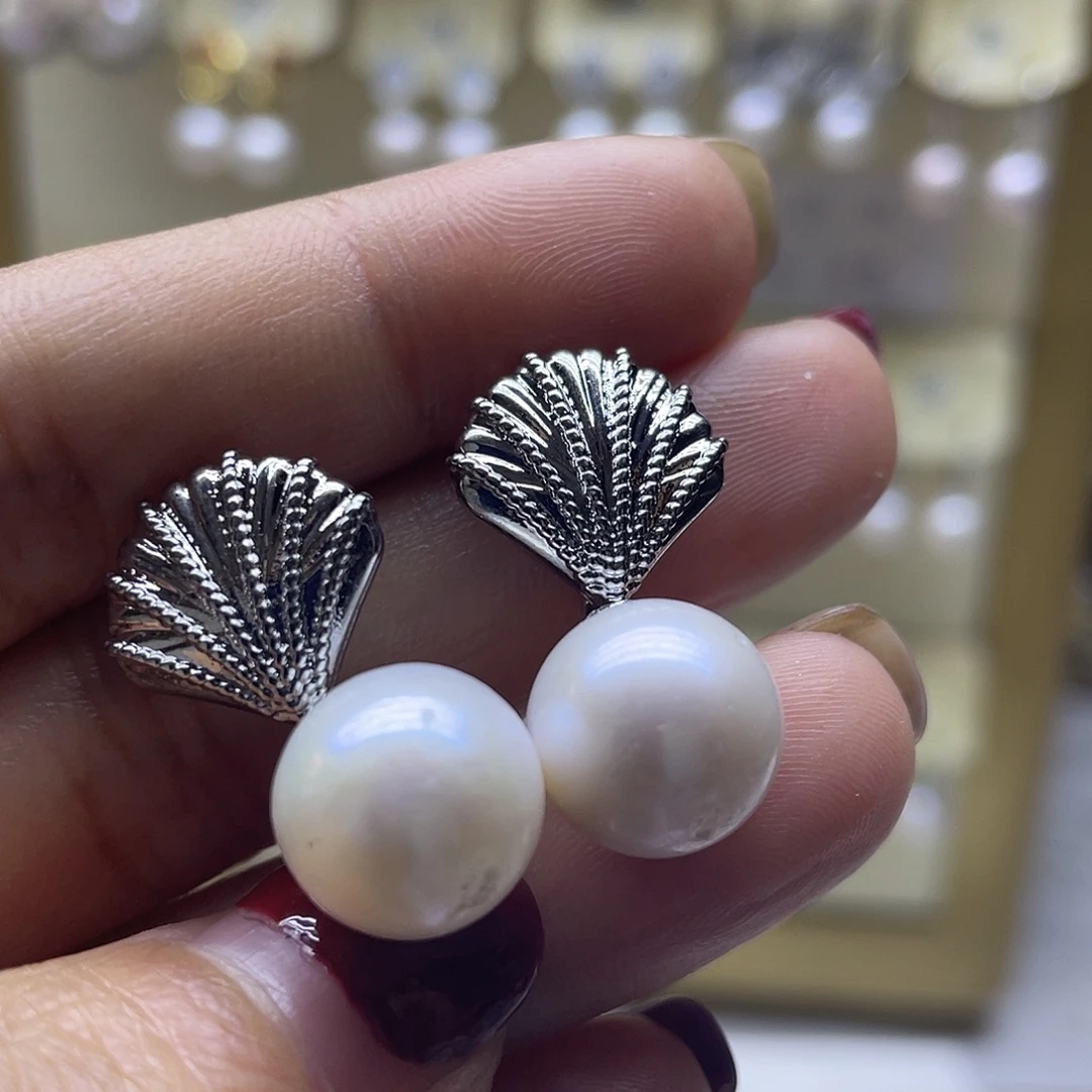 淡水珍珠耳饰银S925镶嵌