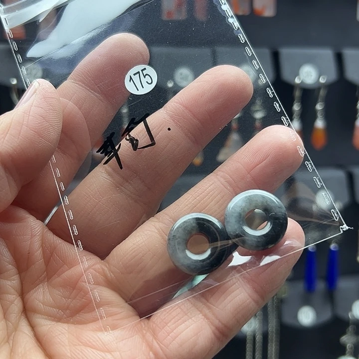 翡翠耳饰银S925镶嵌阴*