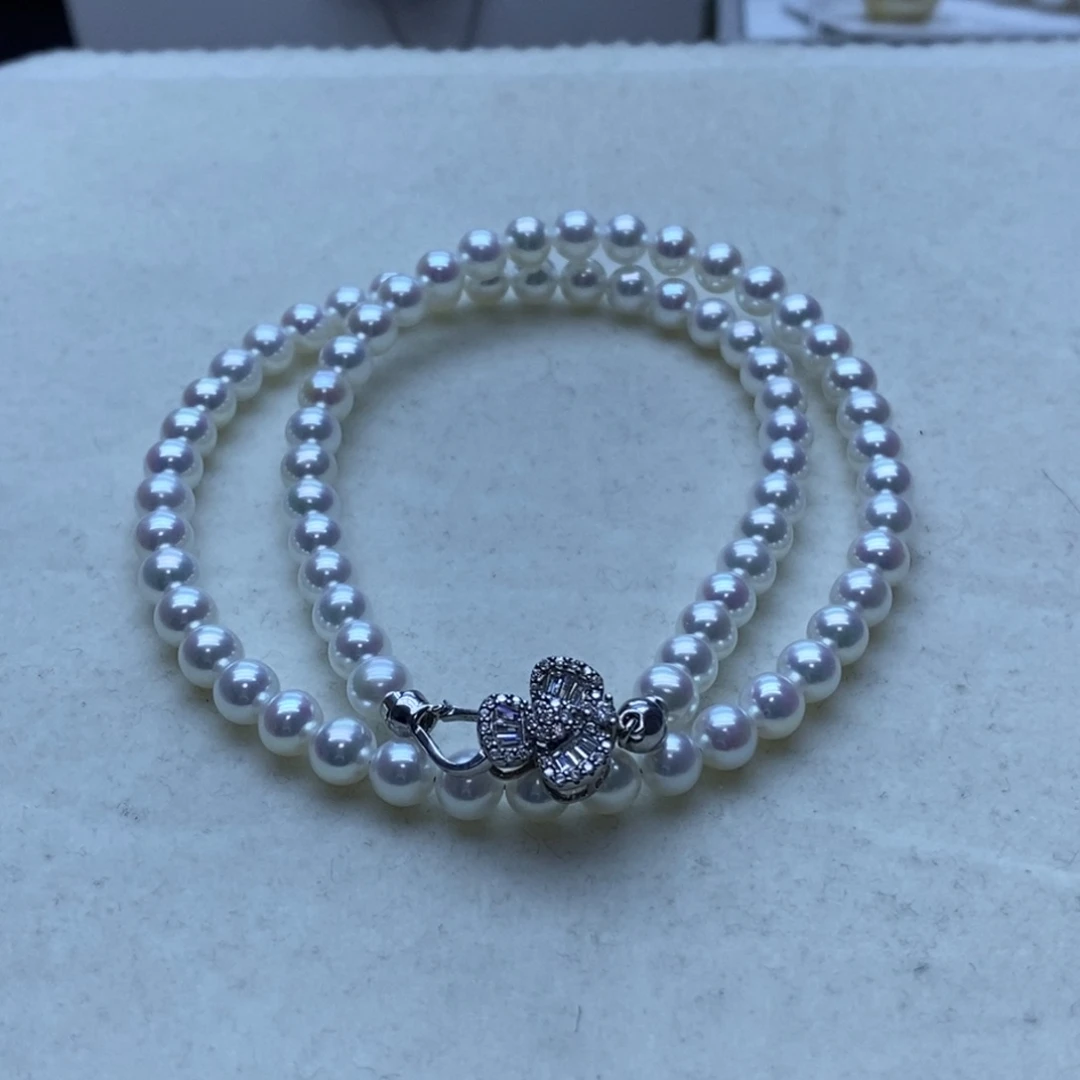 项链银S925镶嵌淡水珍珠