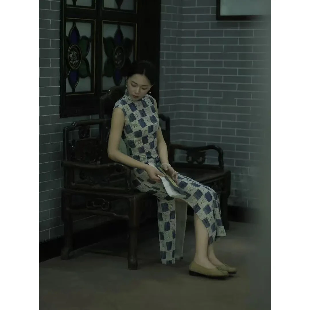 （定雅）无袖旗袍120长无袖改良新中式连衣裙中国风少女年轻款日常