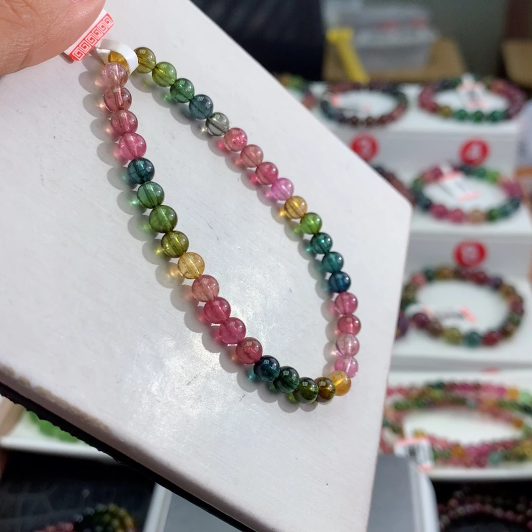 碧玺未镶嵌手链    5mm。