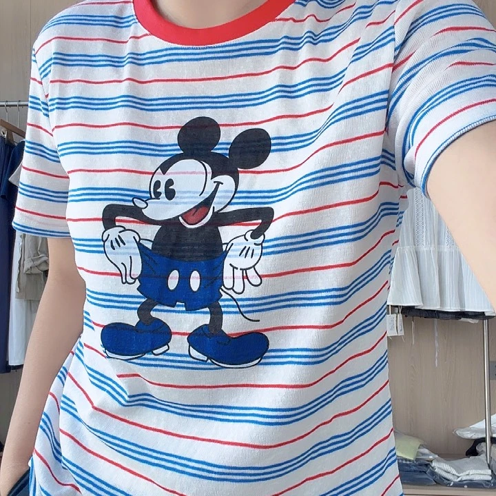 短袖条纹米奇夏款新品