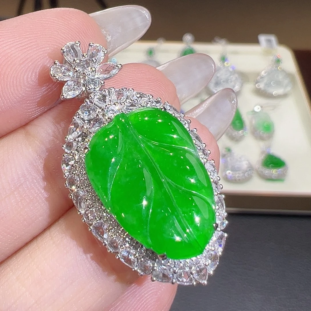 翡翠18K金镶嵌吊坠(不含链)翡翠