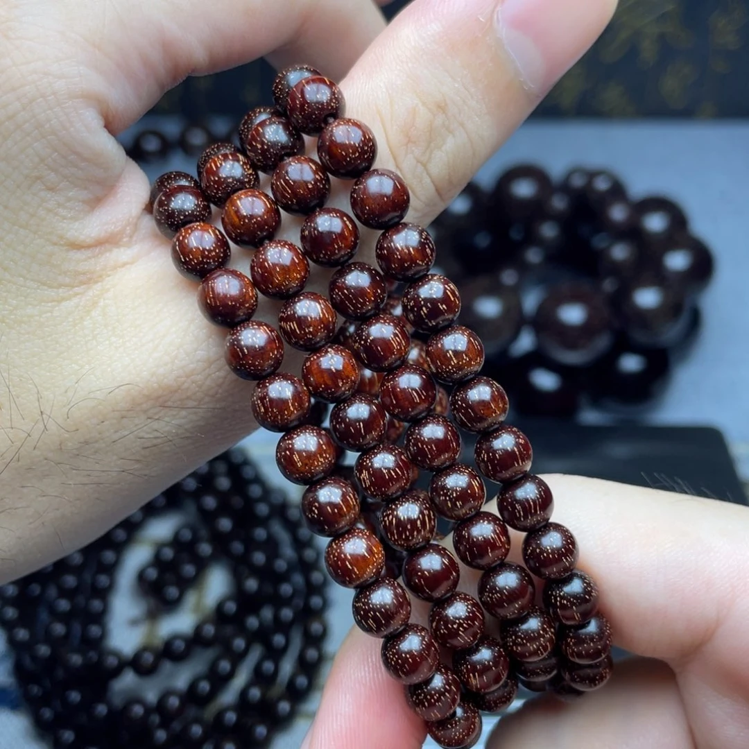 檀香紫檀（小叶紫檀）0.6 108颗 高油密泥料 爆满金星