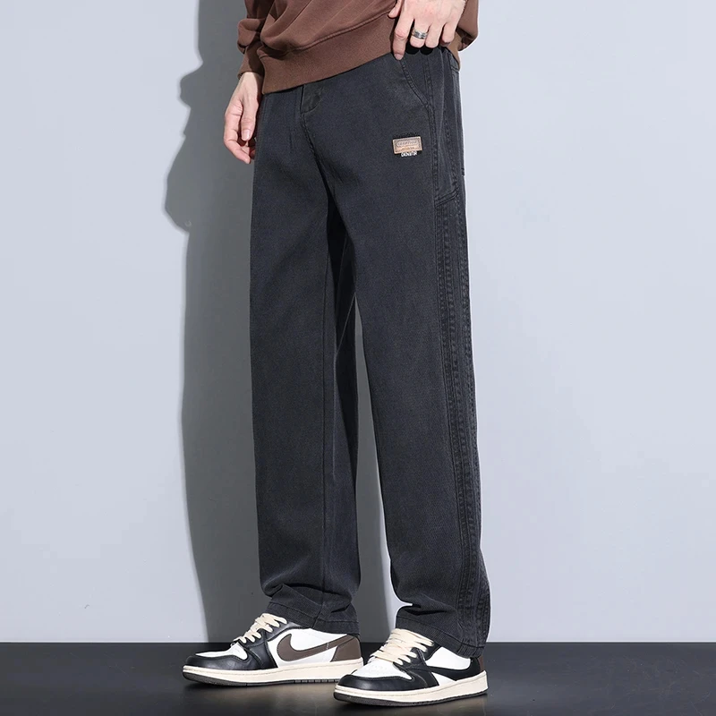 休闲裤男款秋冬季新款加绒加厚宽松直筒裤时尚潮流垂感百搭长裤男
