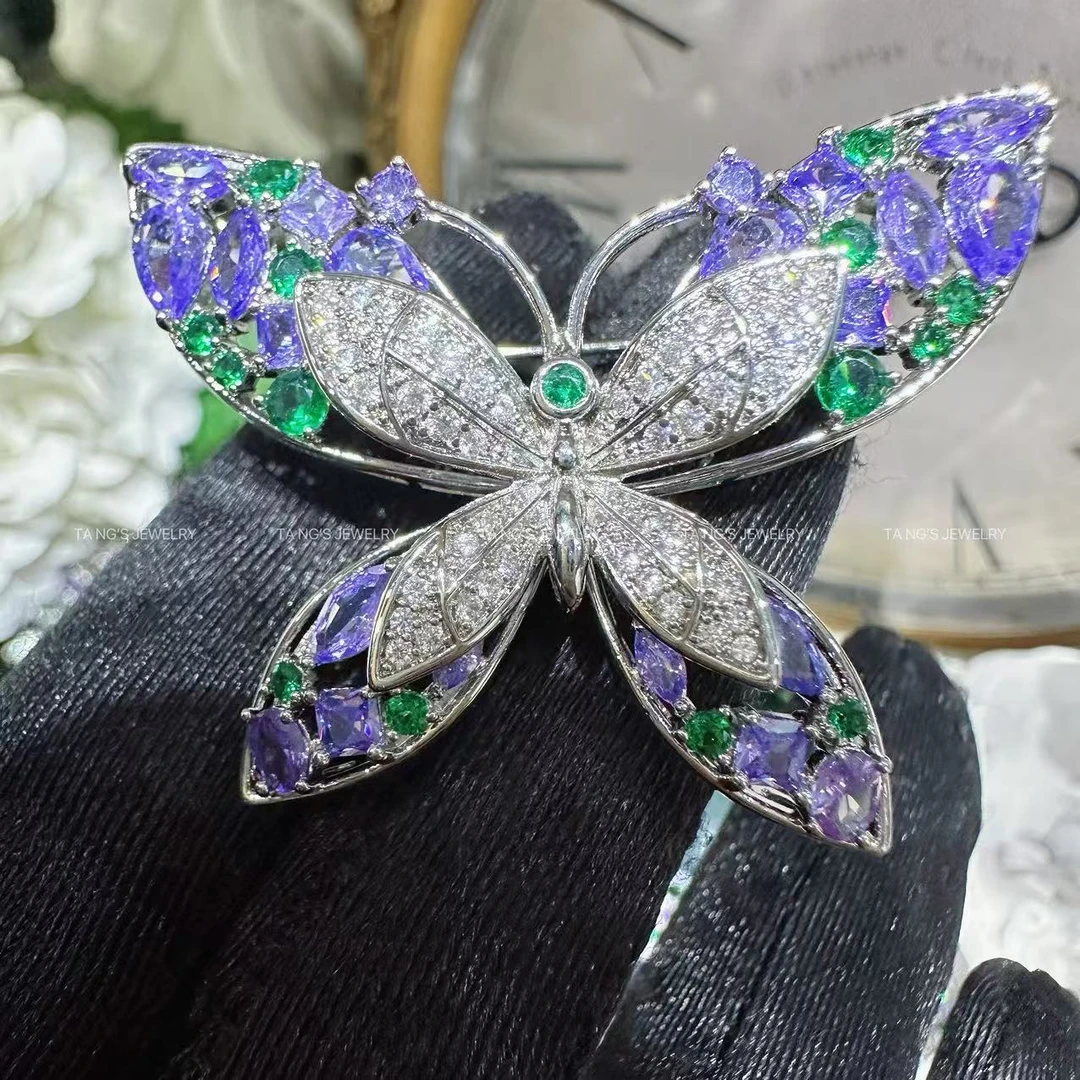 铜合金胸针 白紫蝴蝶 纪念款  展款胸针