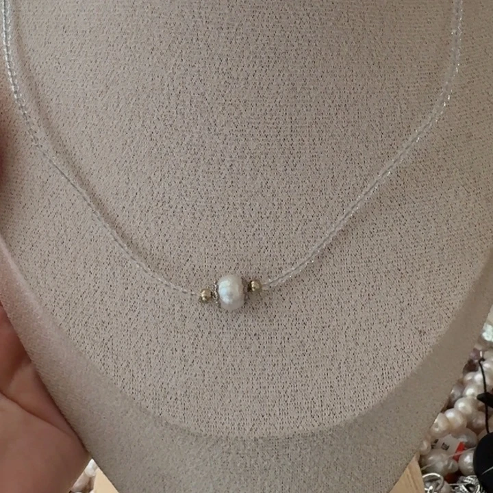 淡水珍珠银S925镶嵌颈饰4号