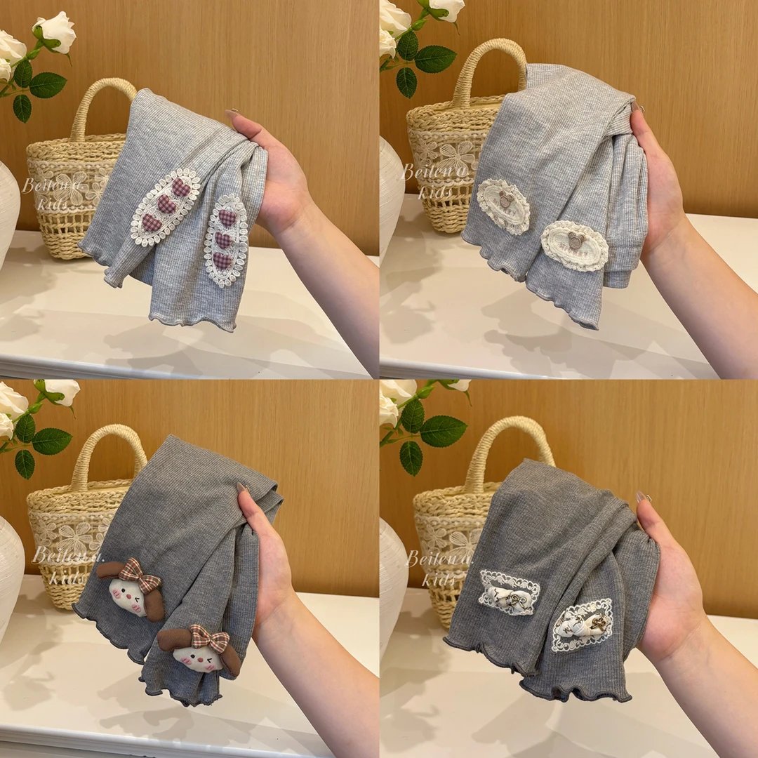 女童秋季新款甜美可爱打底裤女宝学院风时尚薄款休闲裤子可外穿潮