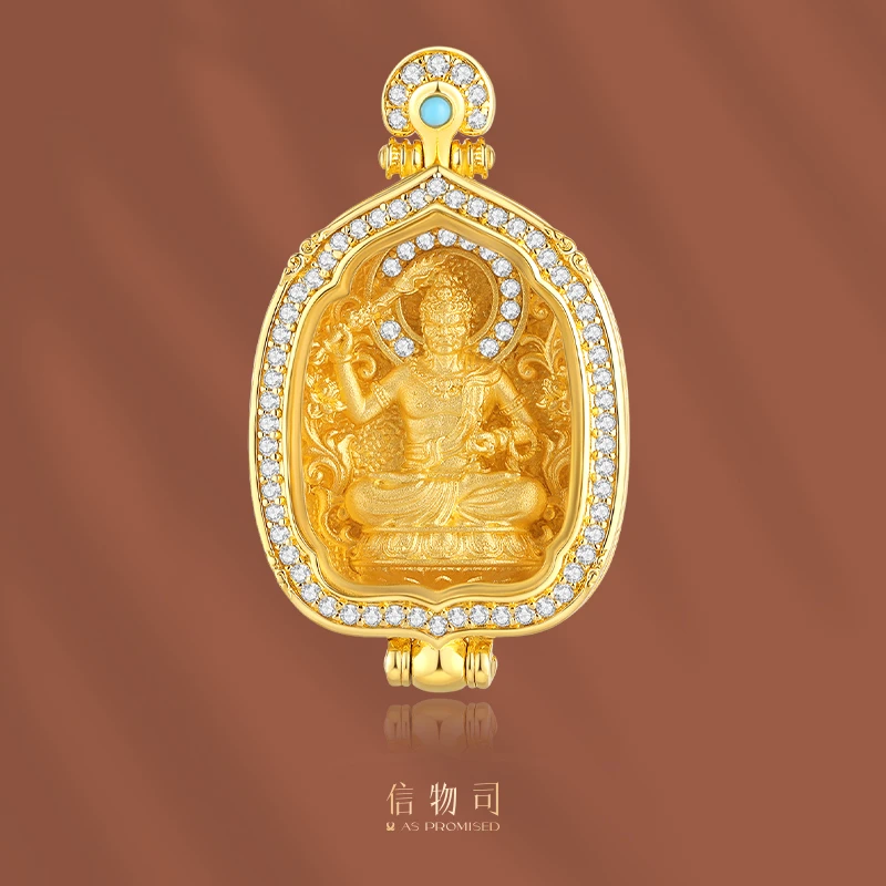 吊坠925银合成锆石 不动明王吊坠金色东方辰轮系列镶嵌轻奢礼物