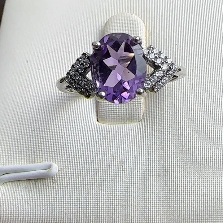 紫晶戒指银S925镶嵌