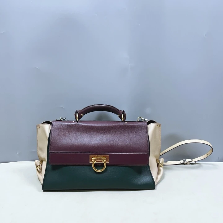 95新 FERRAGAMO/菲拉格慕 拼色手提包 2281 0706
