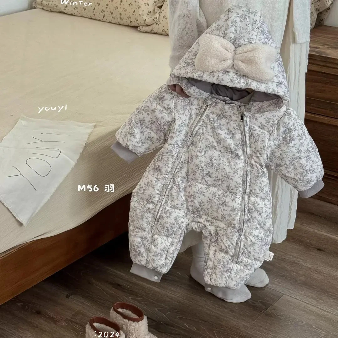 【MM】宝宝婴幼儿连体衣宝宝满月儿童女童婴儿连帽加绒加厚女宝