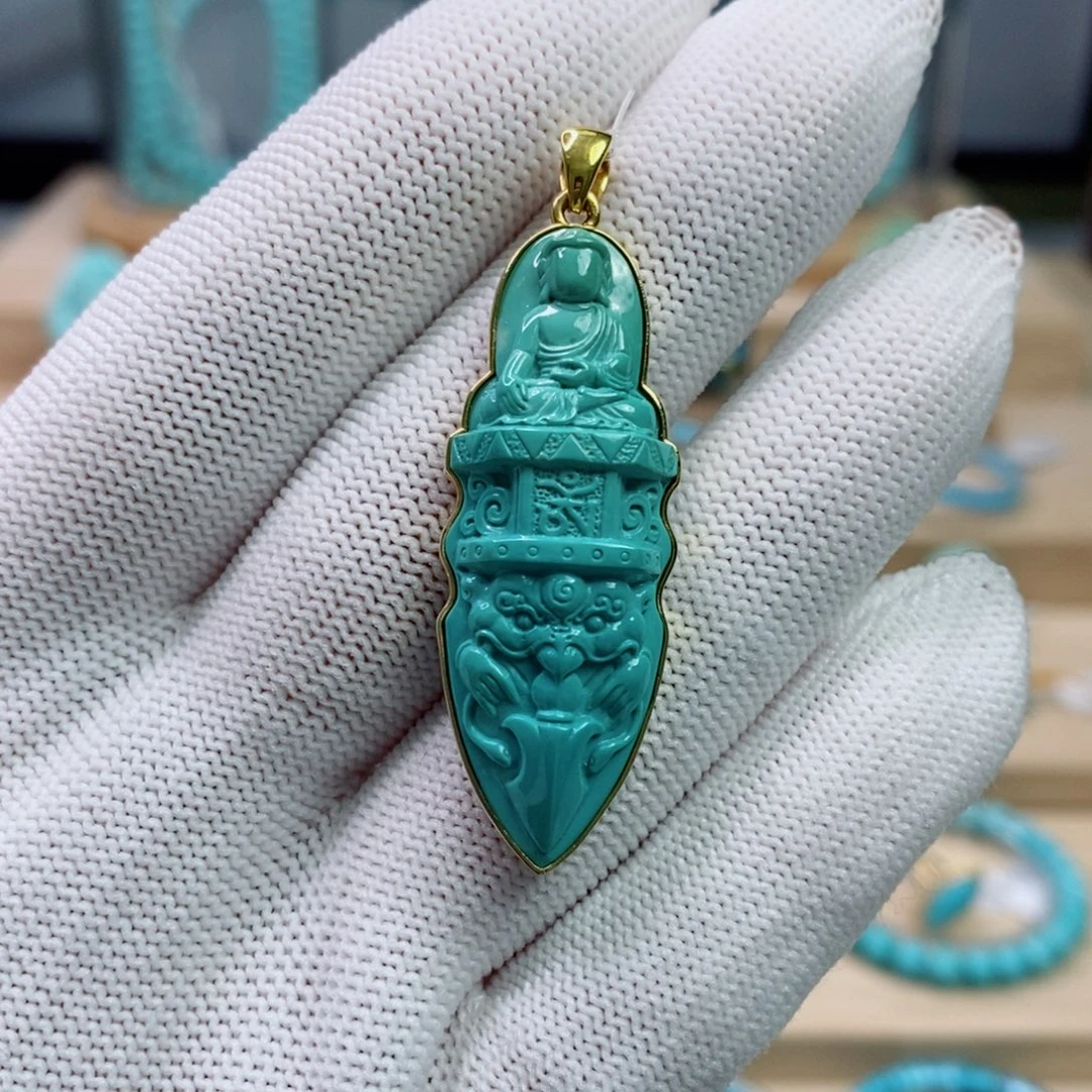 绿松石18K金镶嵌珠宝奇石