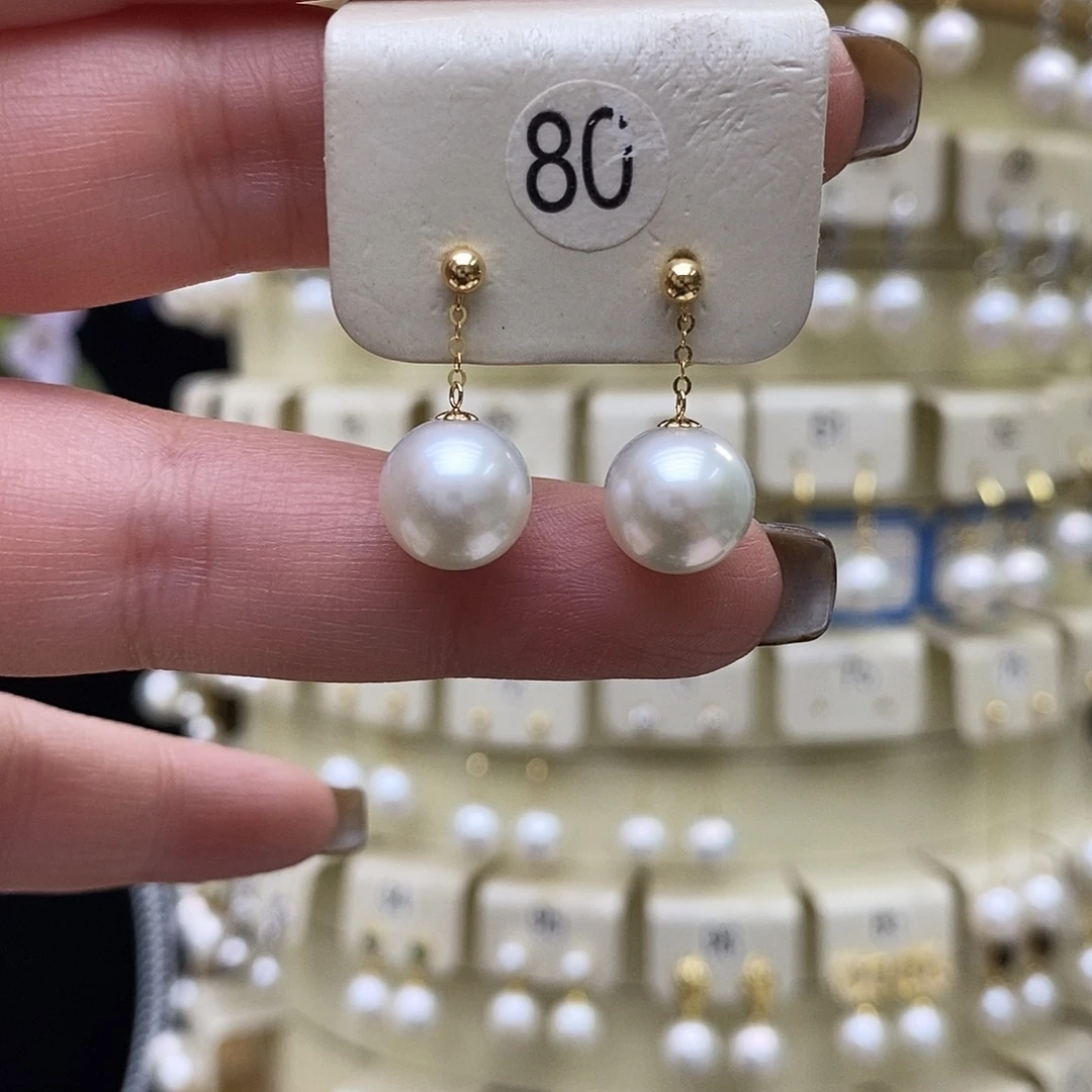 耳饰18K金镶嵌淡水珍珠