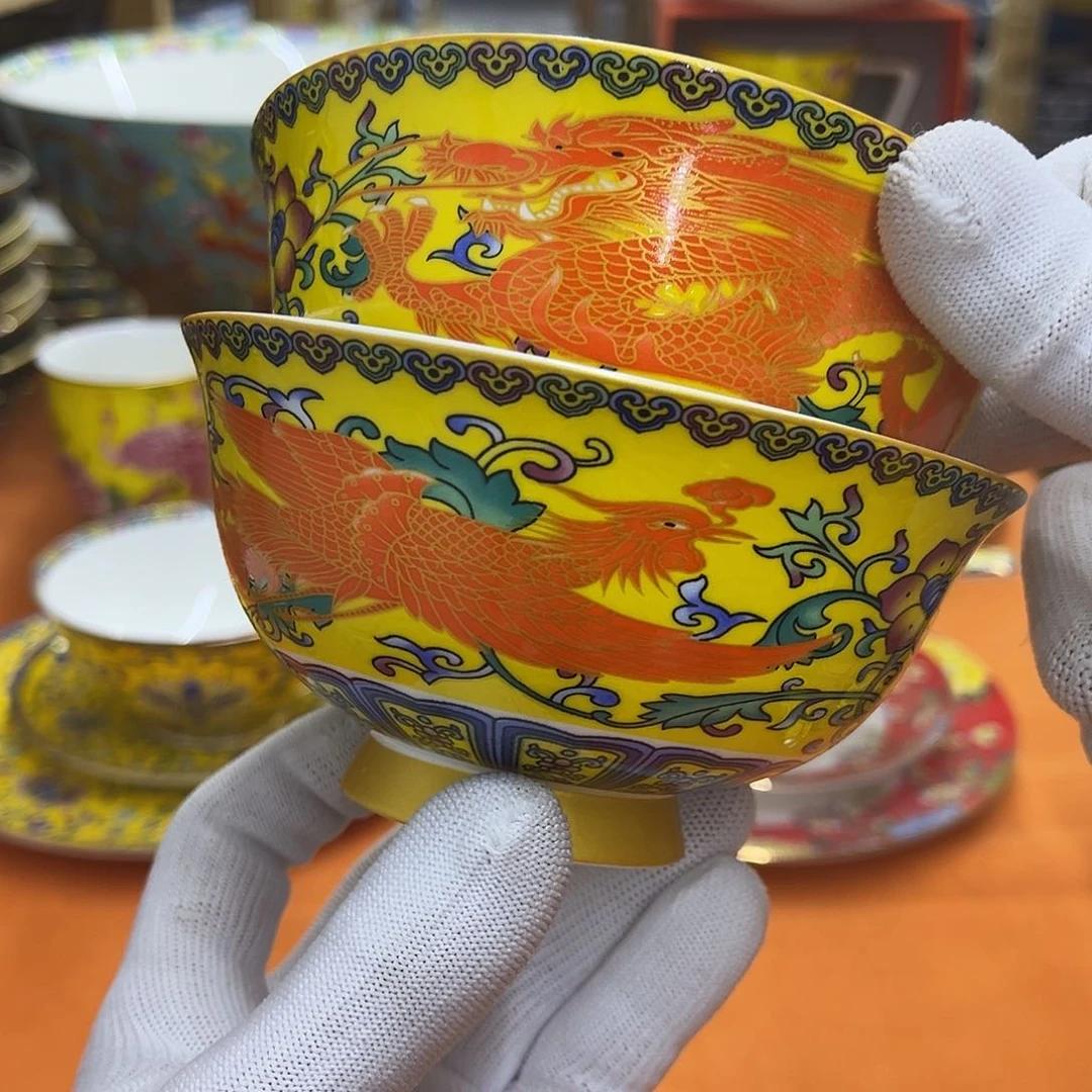 珐琅龙凤对碗n n n n n