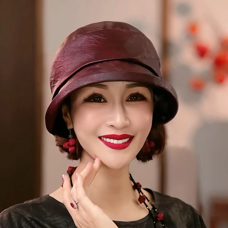 【香云纱赫本】布塔重磅真丝桑蚕丝香云纱防晒遮阳高级帽子女秋冬