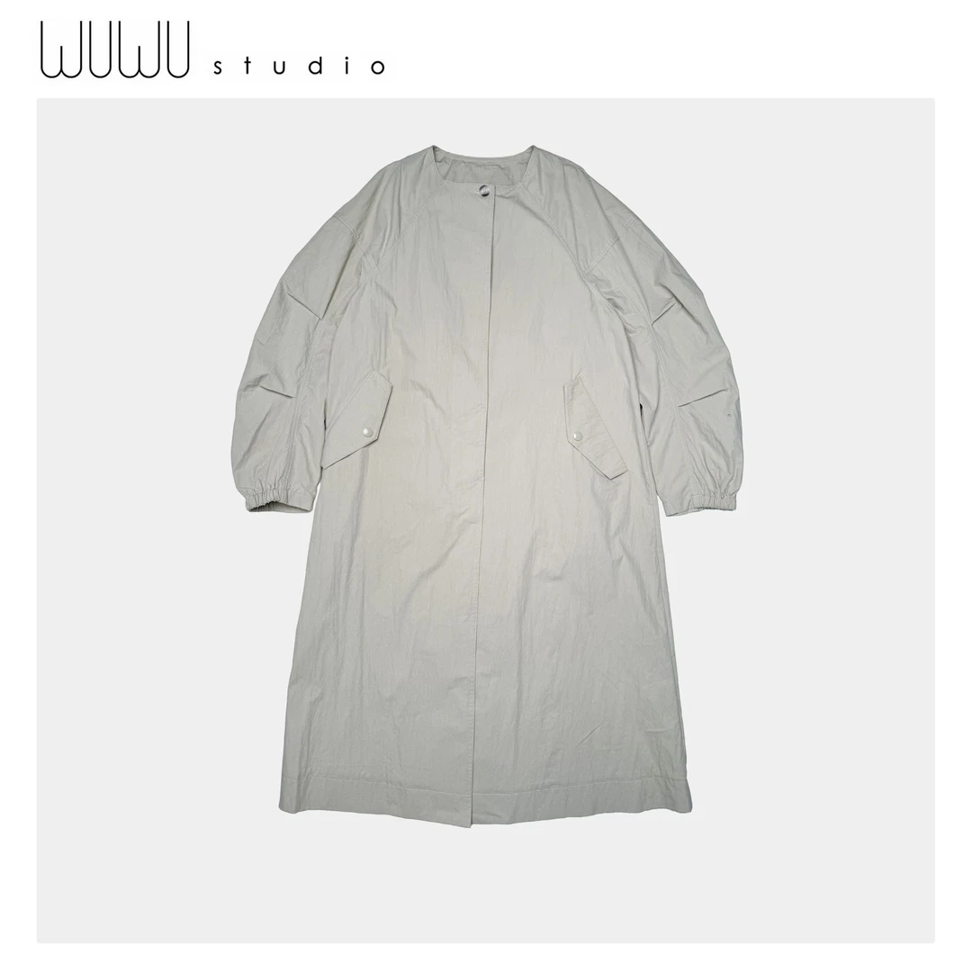 WUWU STUDIO【清迈月光】高级显气场个性显瘦长款外套风衣3008