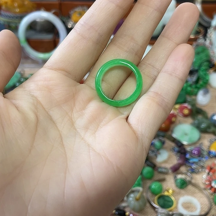 蜜***码翡翠戒指未镶嵌精美雕刻物件物件