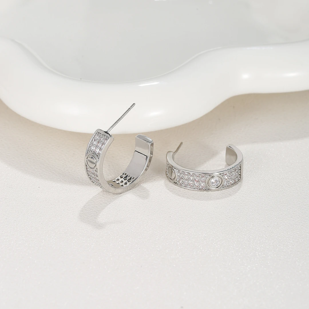 钛钢锆石耳饰 8164高版精选设计感精致原版饰品