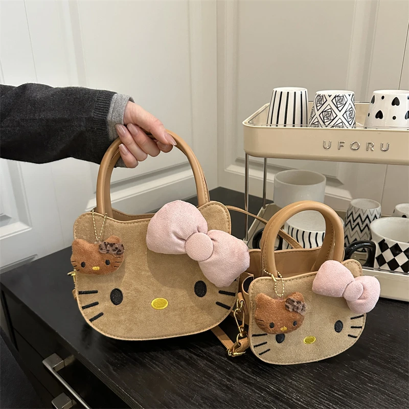韩版可爱卡通猫咪蝴蝶结手提配饰包小女孩亲子款洋气唯美复古挎包