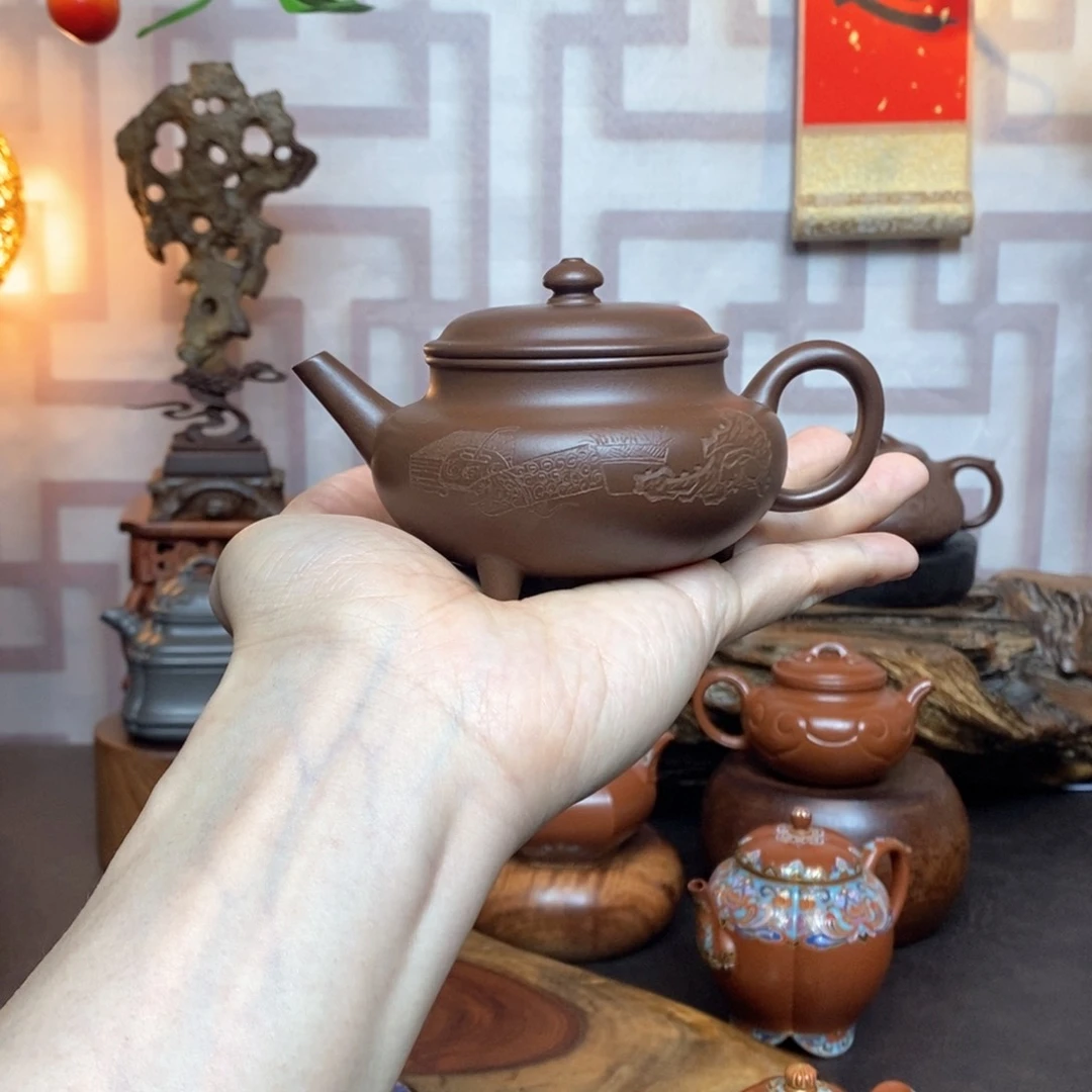 紫砂茶具紫泥三足鼎