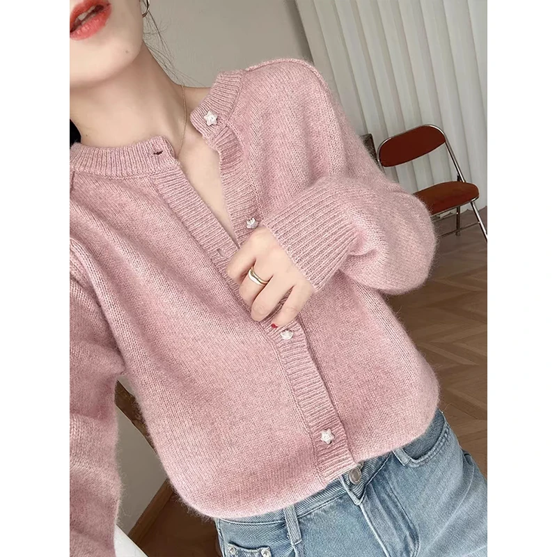 时尚洋气高级感毛衣开衫秋冬宽松休闲百搭显瘦气质温柔针织衫外套