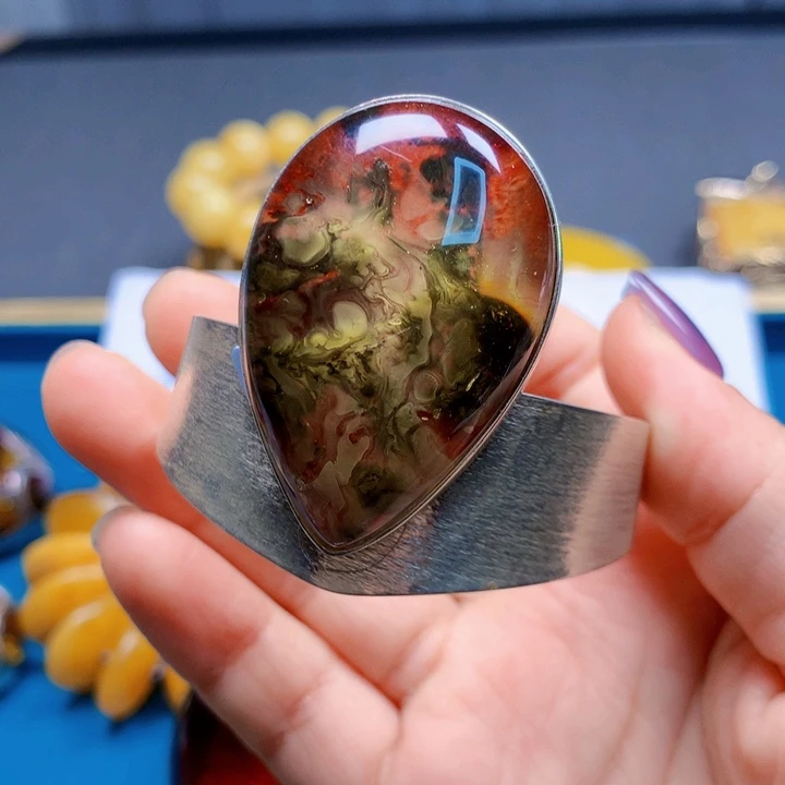 手链琥珀银S925镶嵌波兰设计款琥珀蜜蜡