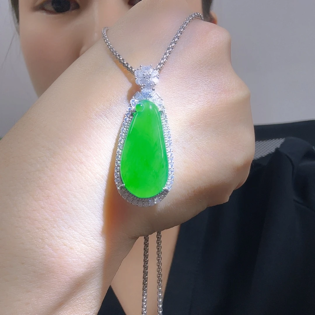 翡翠银S925镶嵌吊坠(不含链)