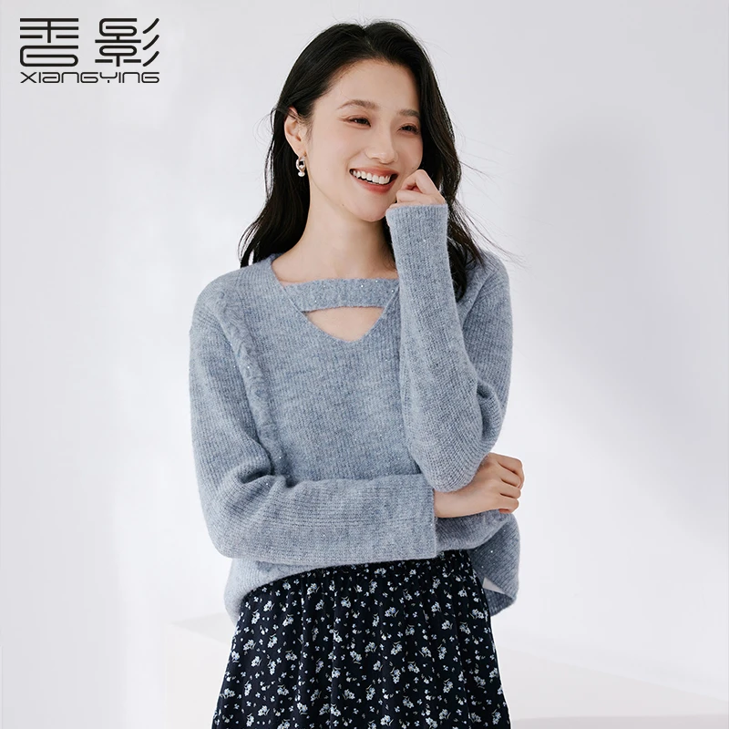 【丽公主专属】M85A552毛针织衫 香影松弛感v领针织衫女秋季新款亮