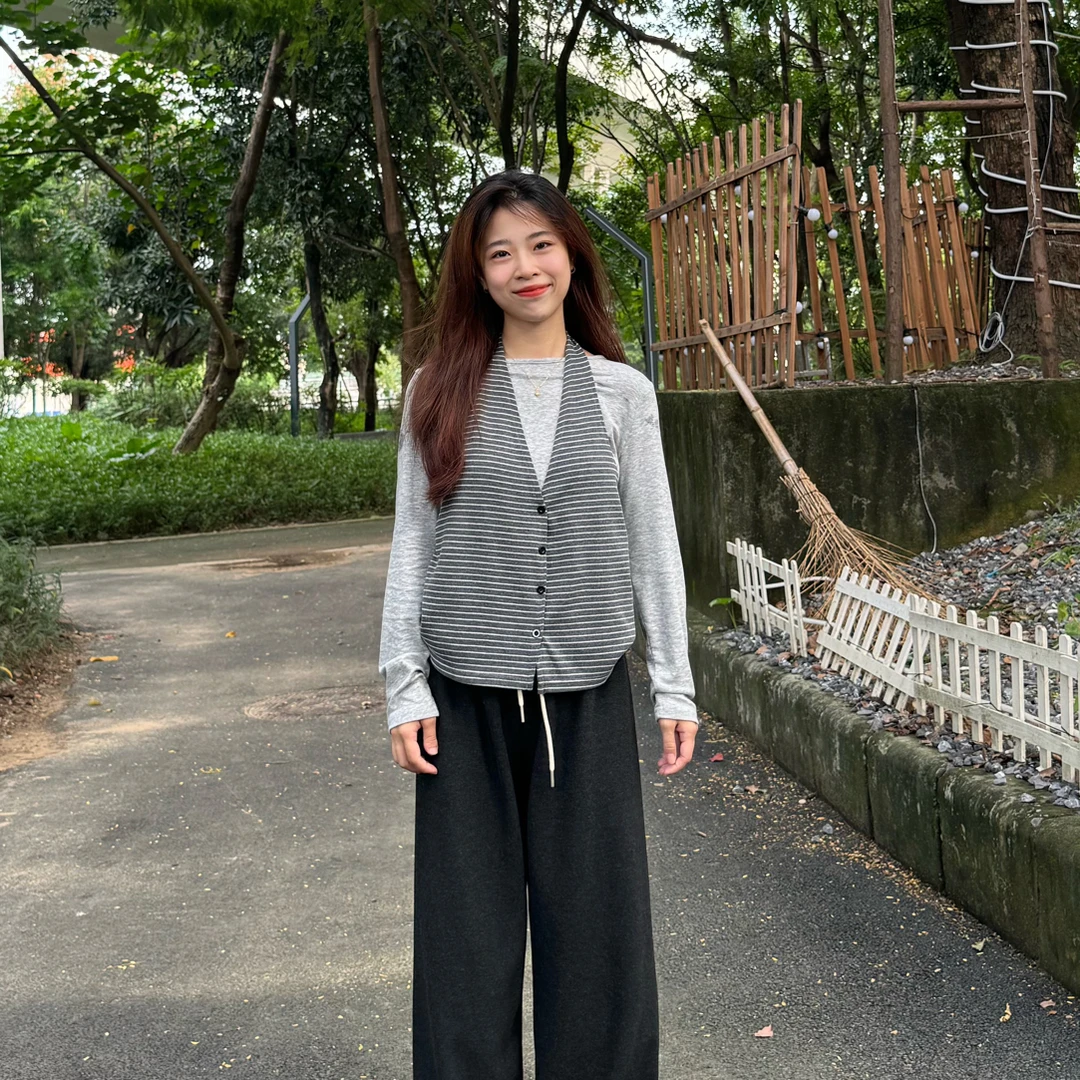 小个子罗罗【开扣挂脖假两件上衣】秋冬季宽松显瘦百搭休闲上衣
