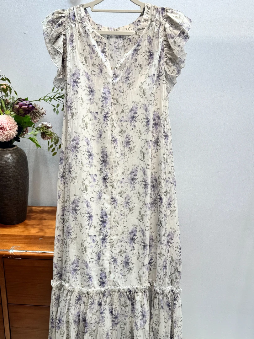 ALIN薰衣草碎花春夏超显瘦连衣裙