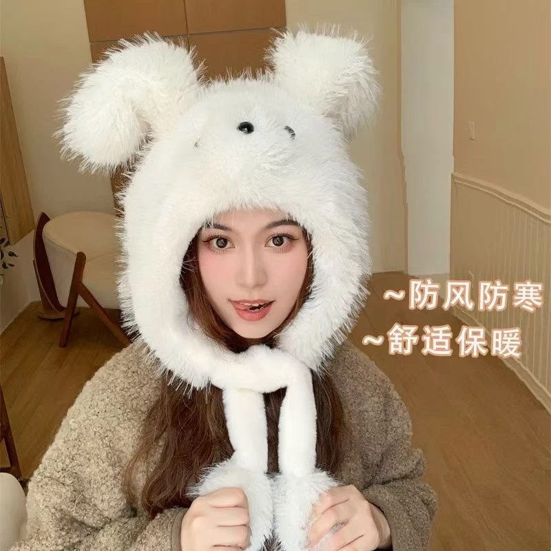 秋冬雷锋帽帽子西高地小狗保暖帽护耳帽毛绒帽帽