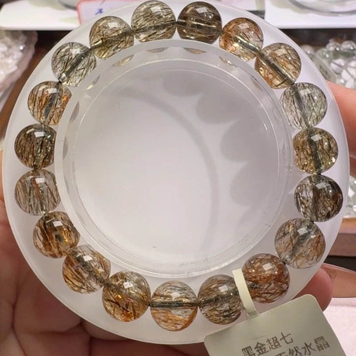 未镶嵌手链水晶黑金超七10mm