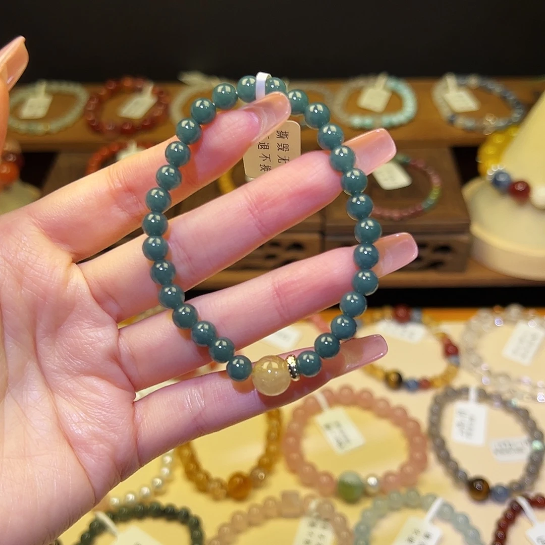 手串水晶银S925镀金镶嵌蓝1184