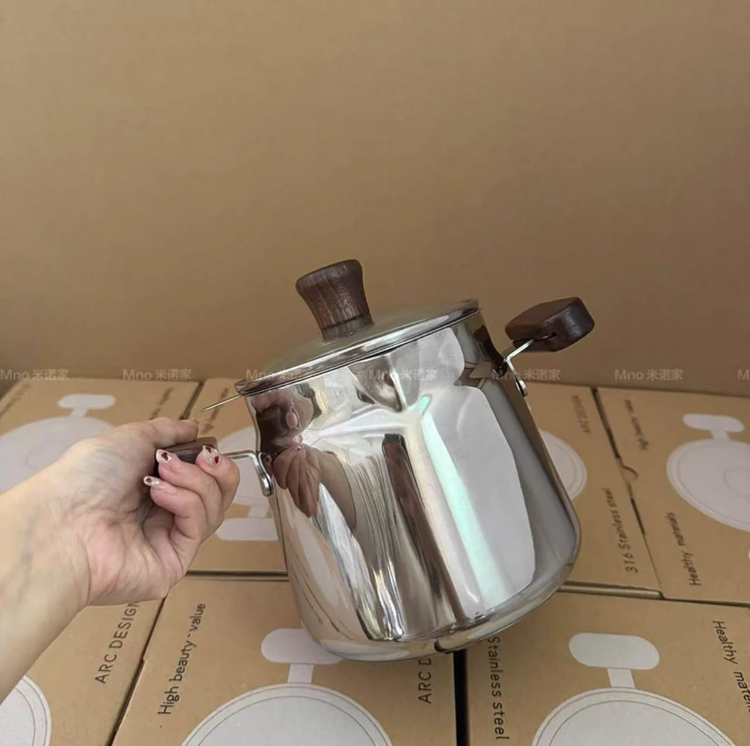 M912 米诺家304不锈钢油罐带滤网家304钢胡桃木猪油罐【1200ml】