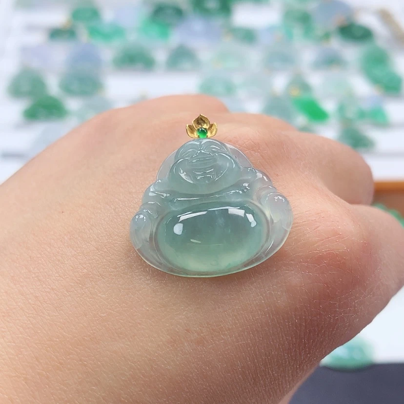 【闪购商品】翡翠吊坠(赠链)18K金镶嵌